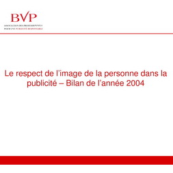 Bilan Publicité et Image de la Personne Humaine 2004