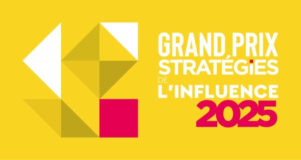 Visuel Grand Prix Influence 2025, avec fond jaune et écriture blanche et rouge