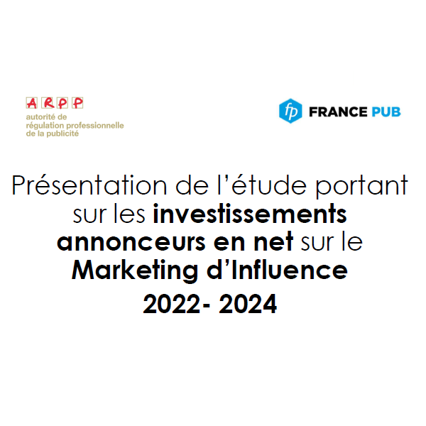 Présentation de l’étude portant sur les investissements annonceurs en net sur le Marketing d’Influence 2022- 2024.