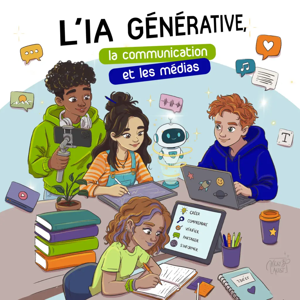 Photo IA Générative représentant des enfants et des robots