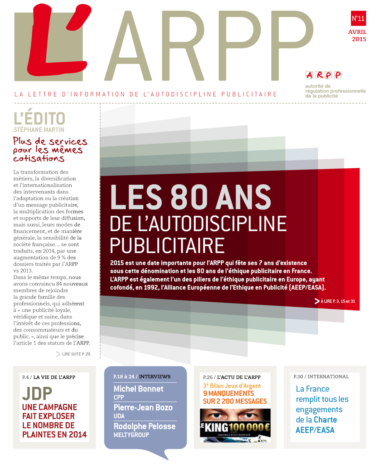 Lettre n°11 – Avril 2015