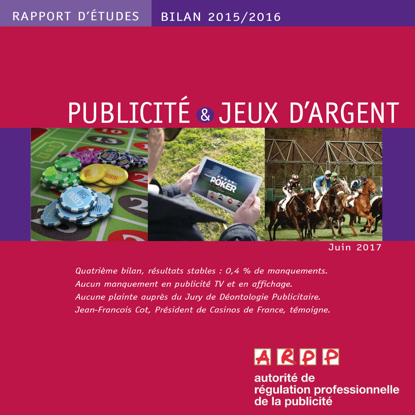 Bilan Publicité et Jeux d’Argent 2015-2016